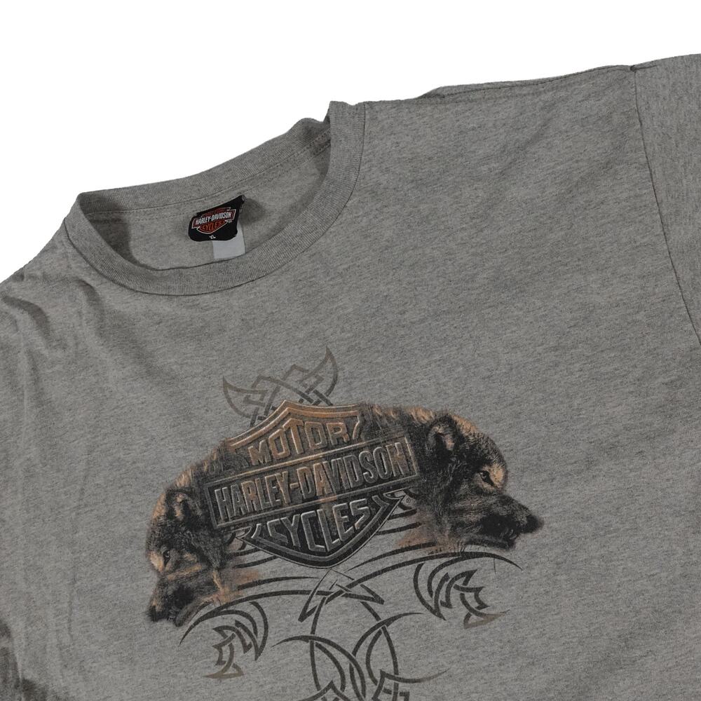 Harley Davidson Vintage Dual Wolf Orlando Florida Gray T Shirt Men's XL